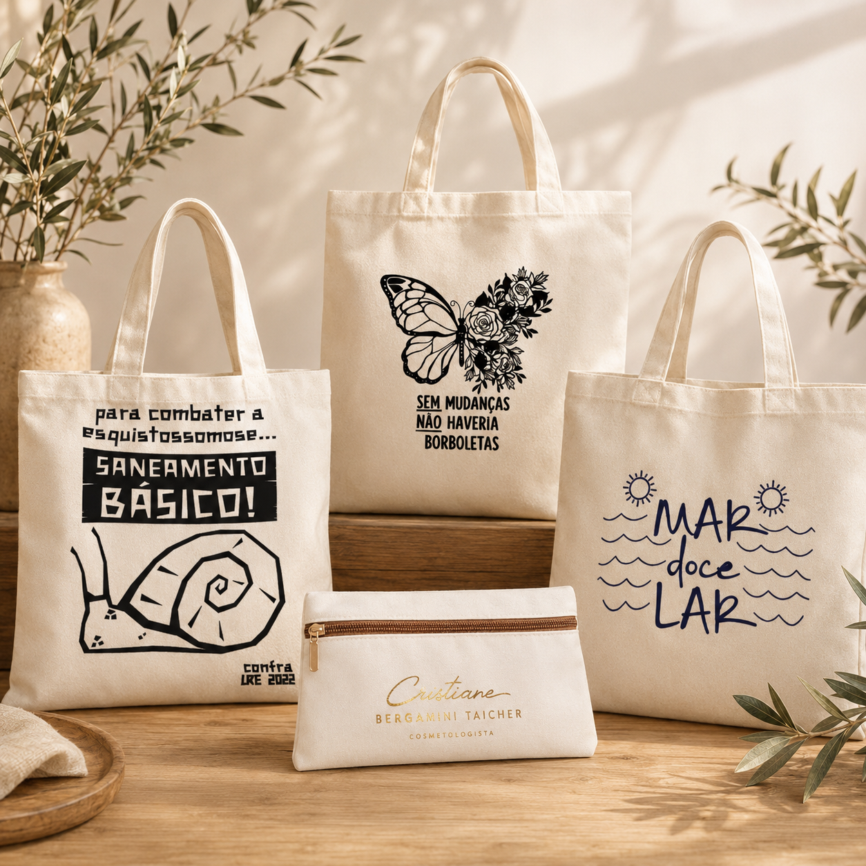 Produtos personalizados em algodão cru